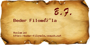 Beder Filoméla névjegykártya